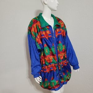 Vintage Windbreaker Las Vegas Multicolored 80s Full Zip Up Jacket Bold Colors XL